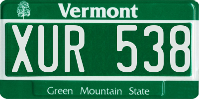 VT license plate XUR538