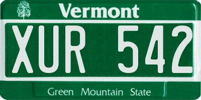 VT license plate XUR542