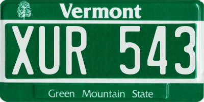 VT license plate XUR543