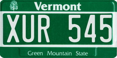 VT license plate XUR545