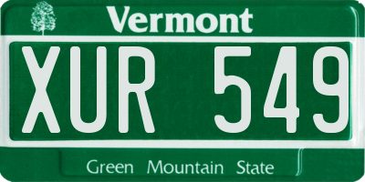 VT license plate XUR549