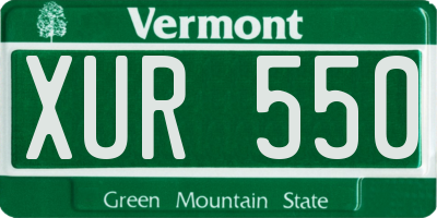 VT license plate XUR550