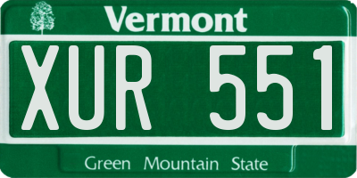 VT license plate XUR551