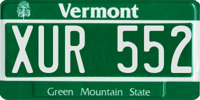 VT license plate XUR552