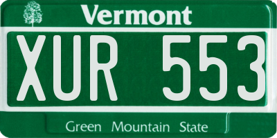 VT license plate XUR553