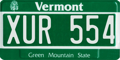 VT license plate XUR554