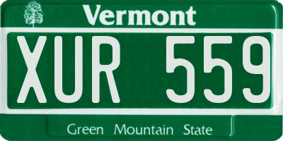 VT license plate XUR559