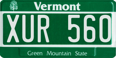 VT license plate XUR560