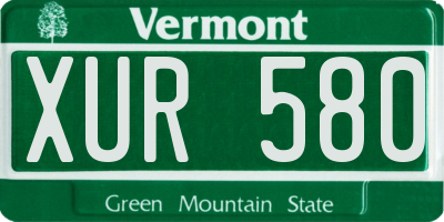 VT license plate XUR580