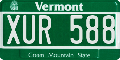 VT license plate XUR588