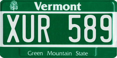VT license plate XUR589