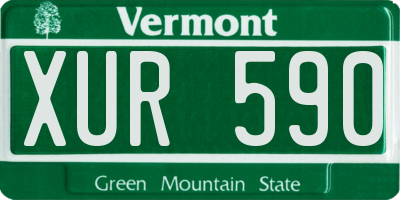 VT license plate XUR590