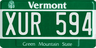 VT license plate XUR594