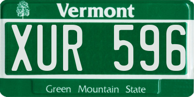 VT license plate XUR596