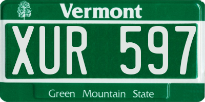 VT license plate XUR597