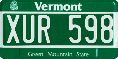 VT license plate XUR598