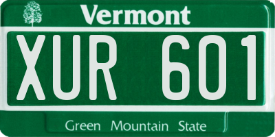 VT license plate XUR601