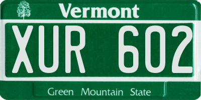 VT license plate XUR602