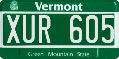 VT license plate XUR605