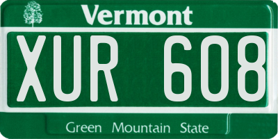 VT license plate XUR608