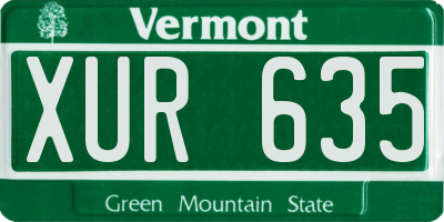 VT license plate XUR635