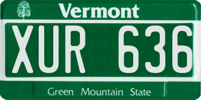 VT license plate XUR636