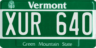 VT license plate XUR640