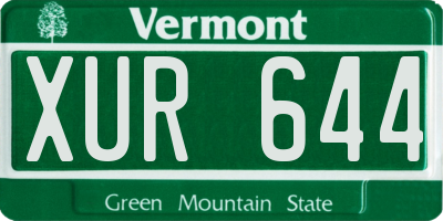 VT license plate XUR644