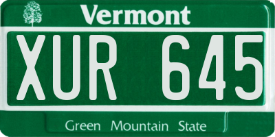 VT license plate XUR645