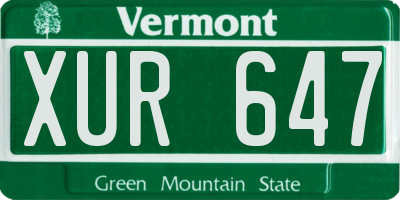 VT license plate XUR647