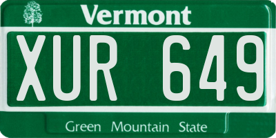 VT license plate XUR649