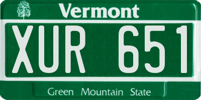 VT license plate XUR651