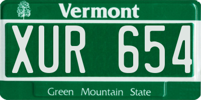 VT license plate XUR654