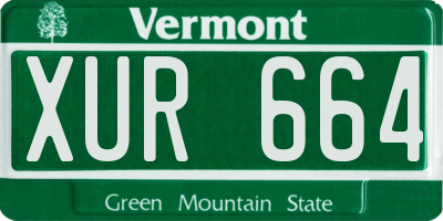 VT license plate XUR664