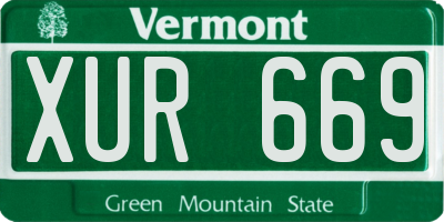 VT license plate XUR669