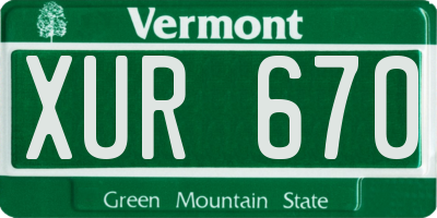 VT license plate XUR670