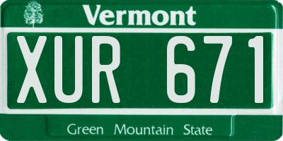 VT license plate XUR671