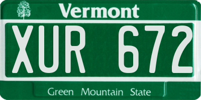 VT license plate XUR672