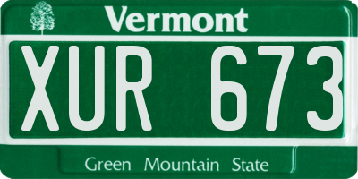 VT license plate XUR673