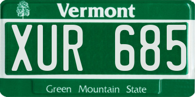 VT license plate XUR685