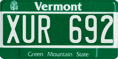 VT license plate XUR692