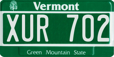 VT license plate XUR702