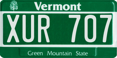 VT license plate XUR707