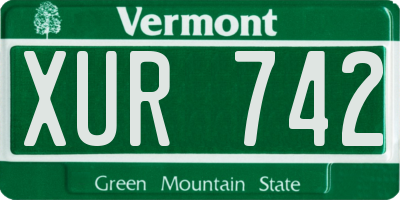VT license plate XUR742