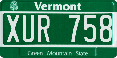 VT license plate XUR758