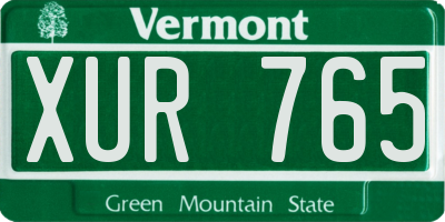 VT license plate XUR765