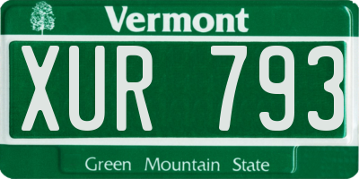 VT license plate XUR793