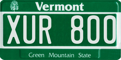 VT license plate XUR800