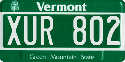 VT license plate XUR802