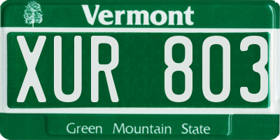 VT license plate XUR803